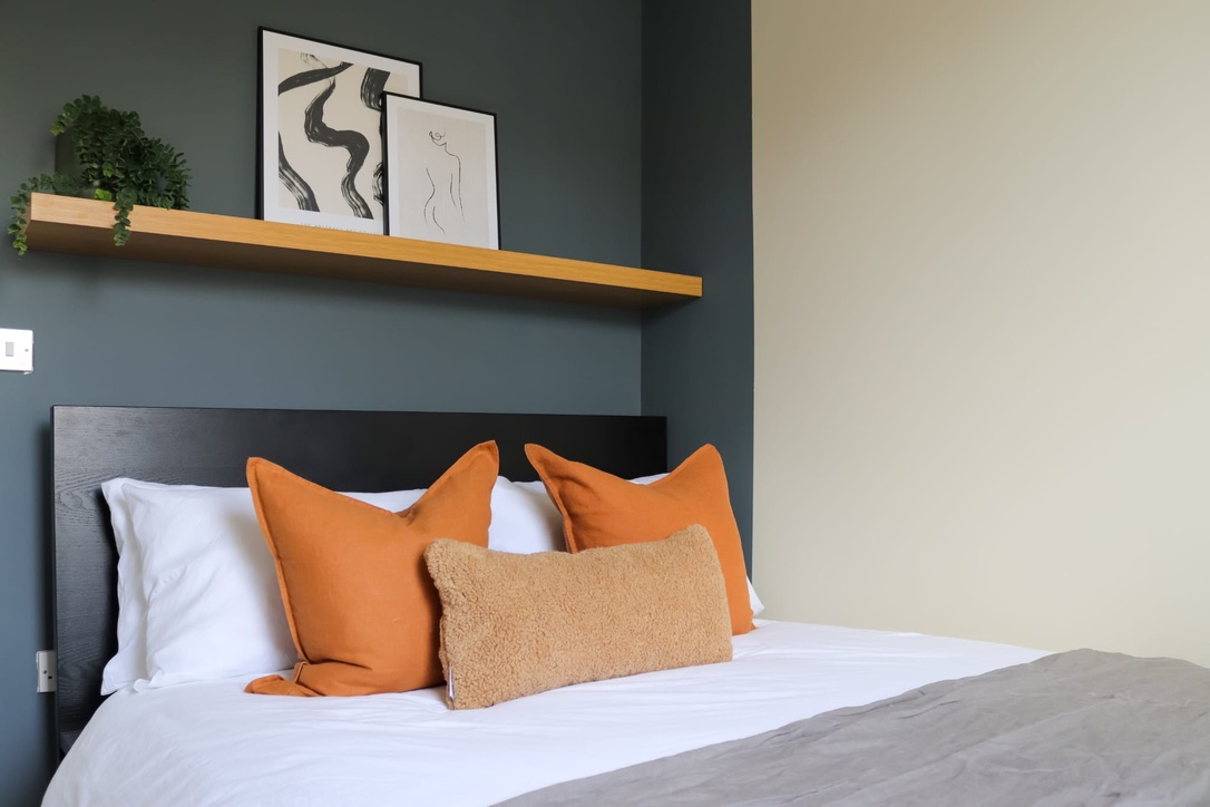 Finished bedroom after the The Abbey HMO refurbishment by RedFox Homes in Oxfordshire