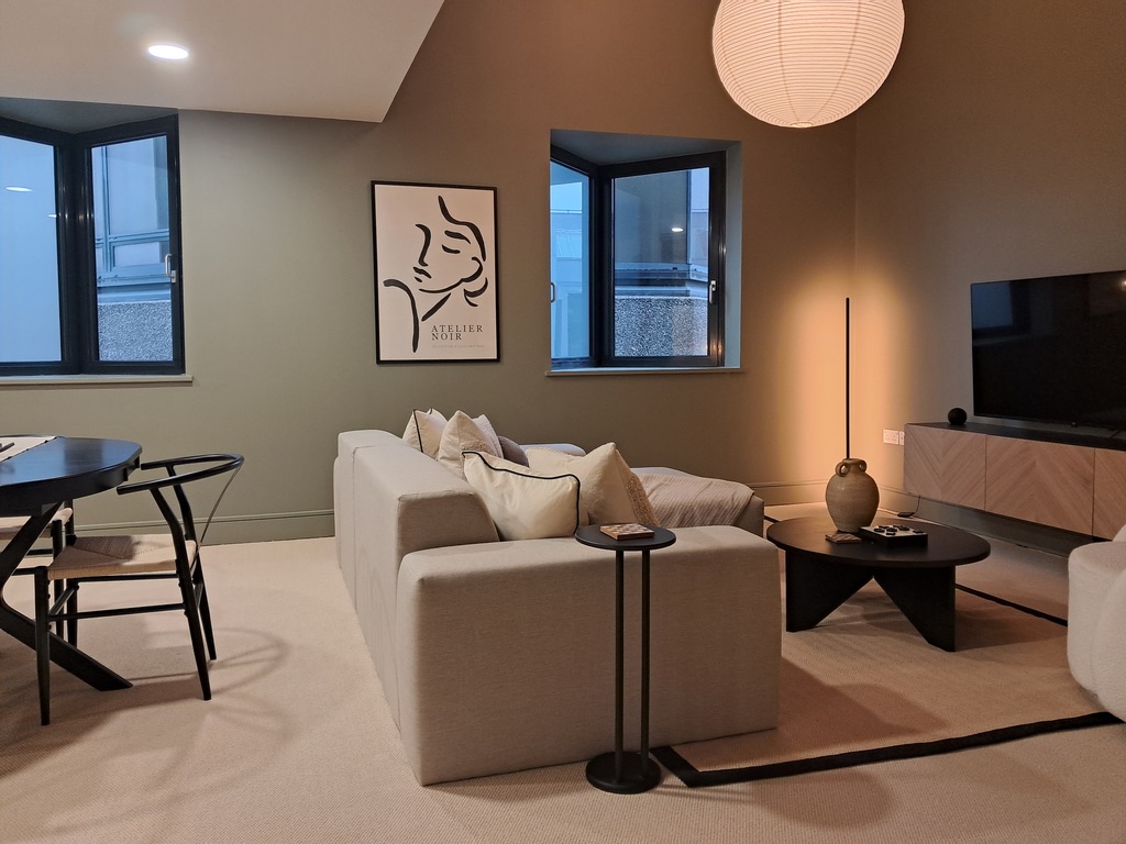 Finished, fully furnished living space in an Oxfordshire property refurbished by RedFox Homes